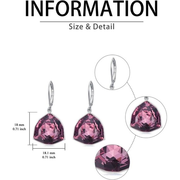 Sterling Silver Alexandrite Geometric Birthstone Dangle Drop Earring Jewelry - Picture 3 of 5